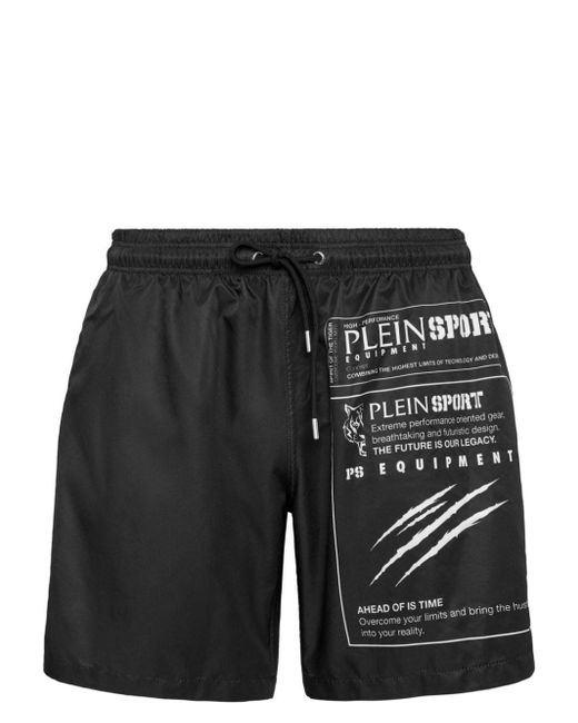 Philipp Plein Black Scratch Swim Shorts for men