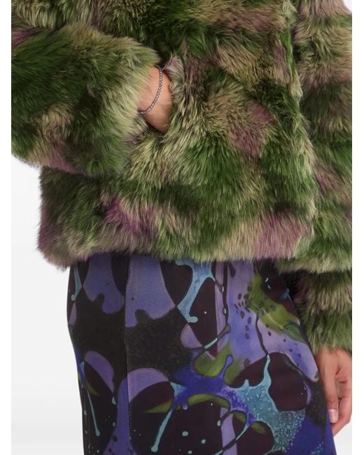 Desigual Green Faux-Fur Coat