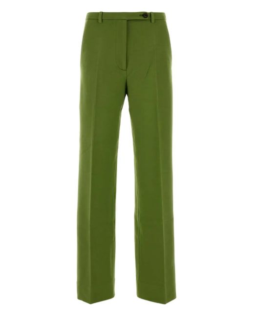 Miu Miu Green Logo-Patch Trousers