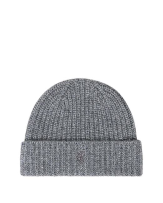 Pringle of Scotland Gray Ribbed Chunky Cashmere Beanie
