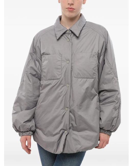 Bacon Gray Quilted Elastic-Cuff Jacket