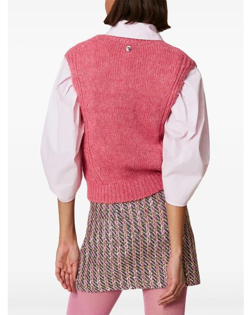 Twinset Red Bouclé Lurex Mini Skirt
