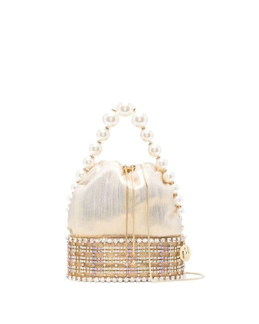 Rosantica Metallic Drawstring Bag in White Lyst