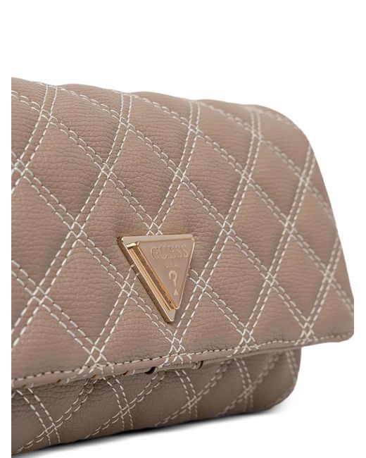 Guess Gray Quilted Chain Cross Body Bag