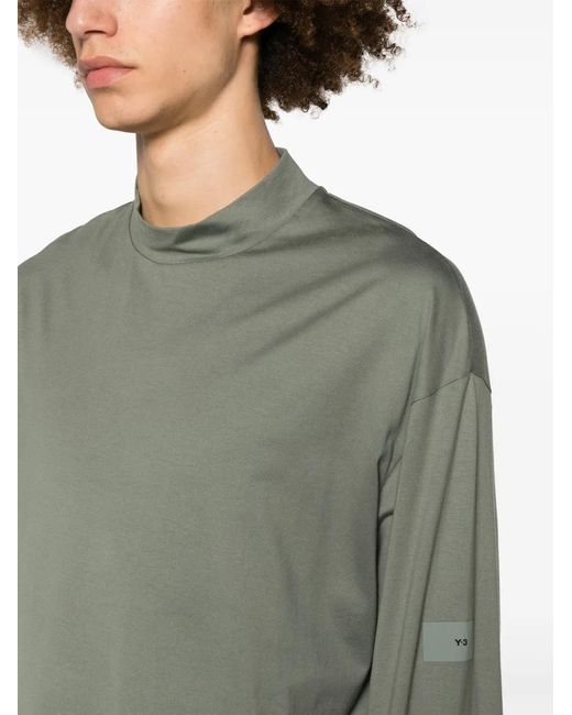 Y-3 Gray Logo-Print Cotton T-Shirt for men
