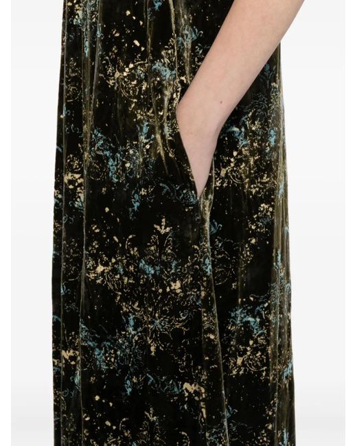 YANGKEHAN Black Floral-Print Maxi Dress