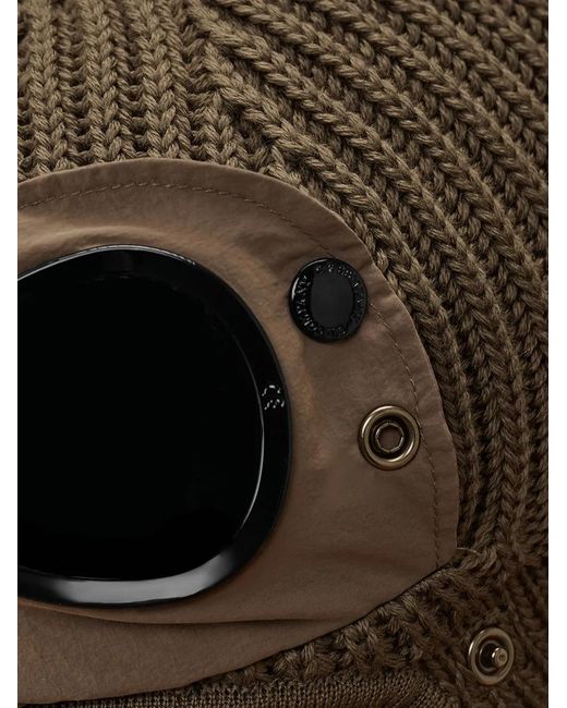 C P Company Green Goggle-Detail Wool Balaclava for men