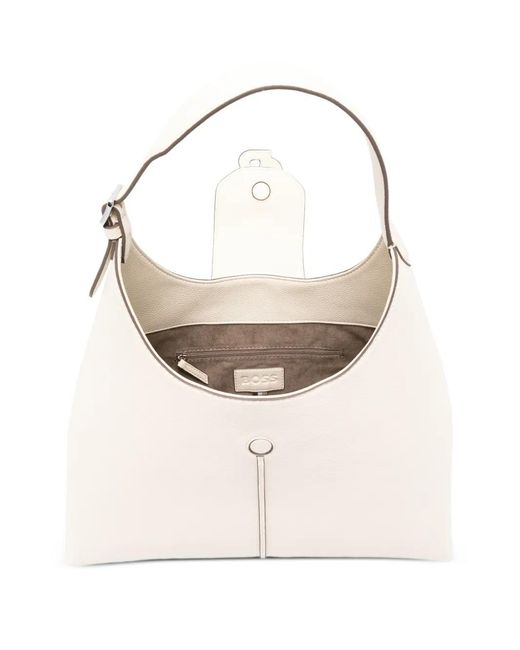 Boss White Anett Logo-Plaque Shoulder Bag