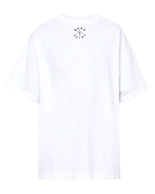 SAINT Mxxxxxx White Logo-print Cotton T-shirt for men
