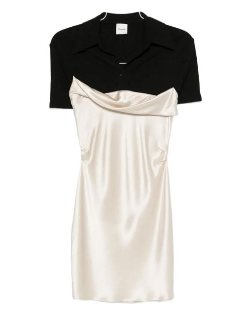 Nanushka Black Minikleid mit Satineinsätzen