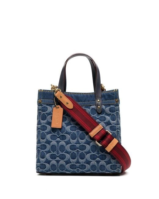 coach field tote 40 denim
