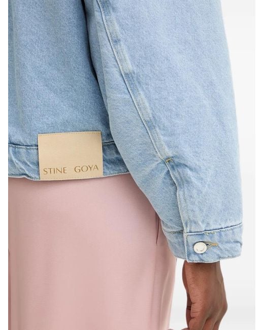 Stine Goya Blue Crochet-Trim Denim Jacket