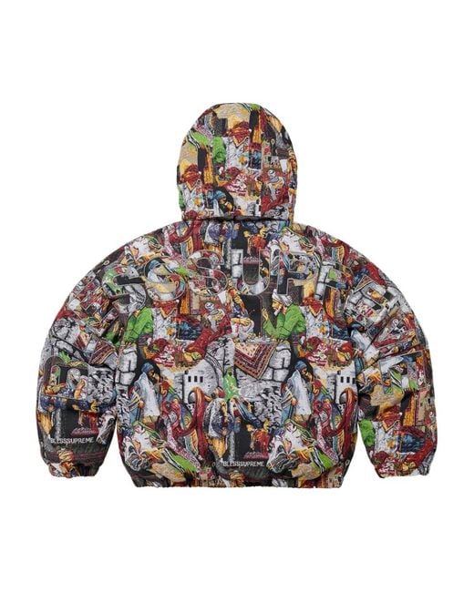 Supreme Black X Bless Tapestry Puffer Jacket for men