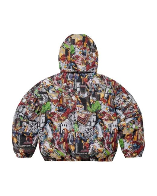 Supreme Black X Bless Tapestry Puffer Jacket for men