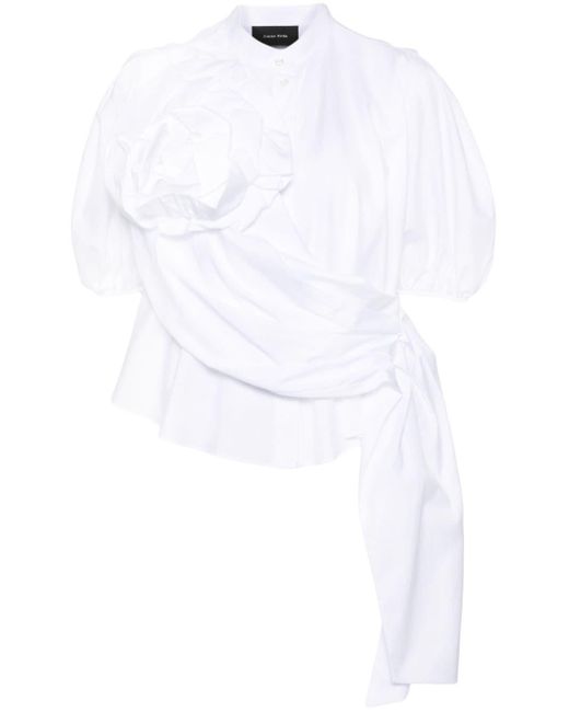 Blusa con applicazioni a fiori di Simone Rocha in White
