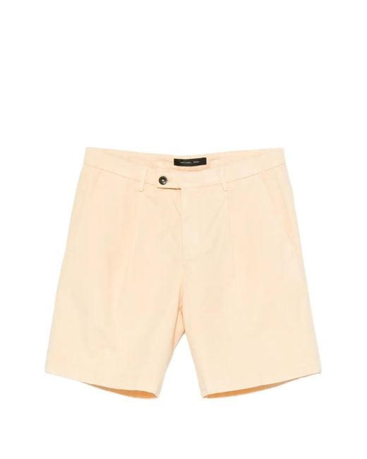 Michael Coal Natural Harry Pleated-Detail Shorts for men