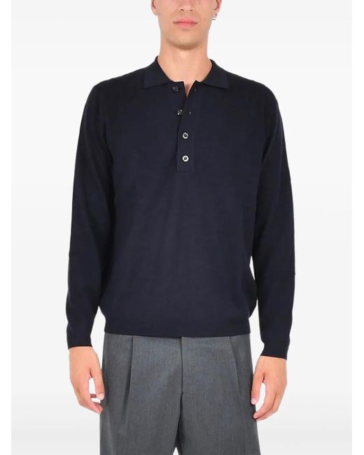Low Brand Blue Long-Sleeve Polo Shirt for men