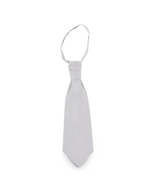 Corneliani White Chevron-Pattern Silk Ascot Tie for men