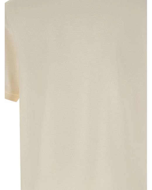 Dekker White Ribbed Trim V-Neck Polo Shirt for men