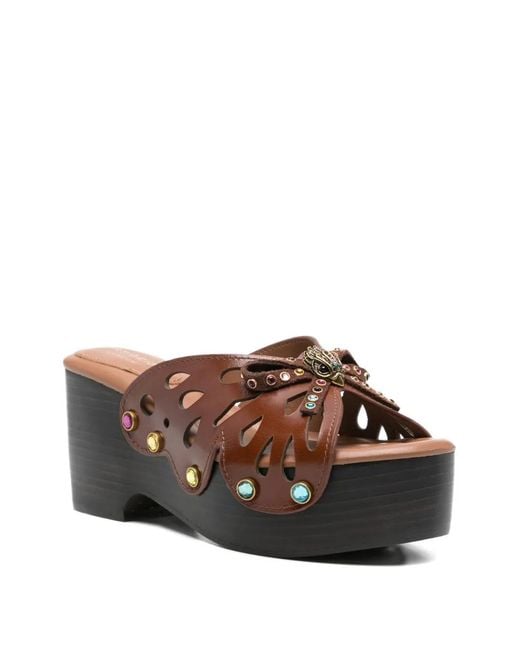 Kurt Geiger Brown Bufferfly Embellished Sandals