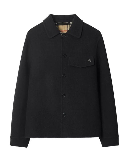 Burberry Black Knight-Motif Wool Shirt Jacket for men