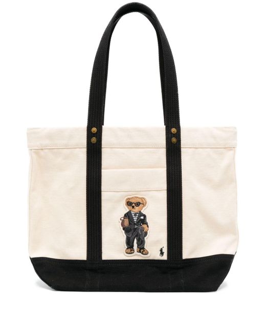 Polo Ralph Lauren Black Polo Bear-motif Tote Bag