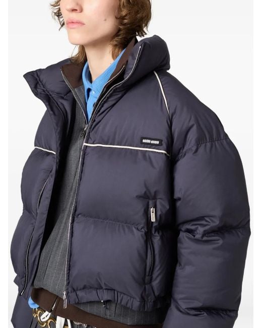 Veste Matelassée À Liserés Contrastants Miu Miu en coloris Blue