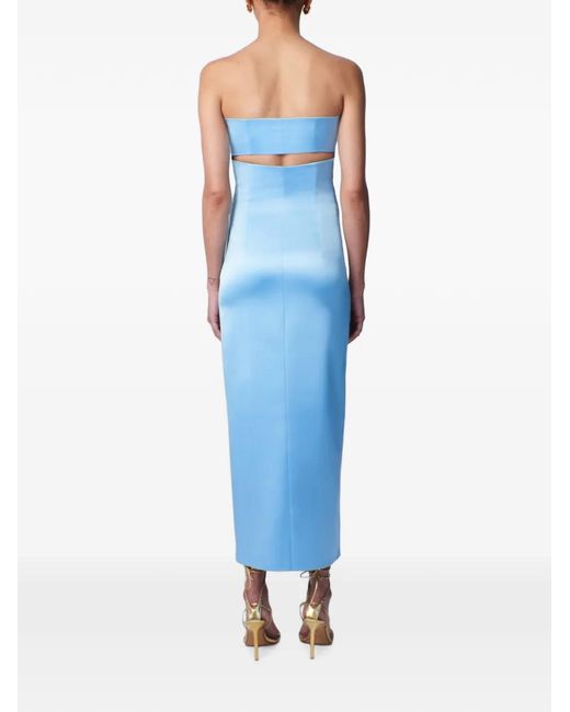 Violante Nessi Blue Cady Strapless Corset-Bodice Midi Gown