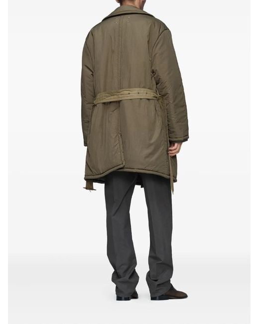 Maison Margiela Green Belted Double-Breasted Coat for men