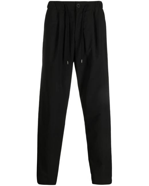 Herno Black Drawstring-Waist Straight-Leg Trousers for men