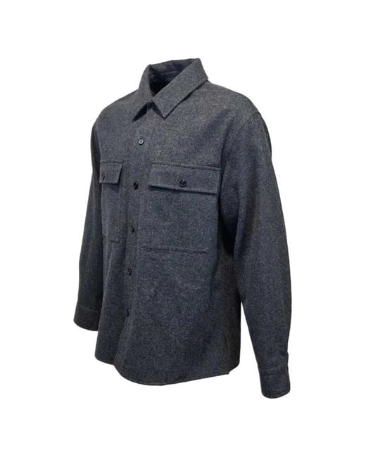 Jil Sander Blue Button-Up Chest-Pocket Jacket for men