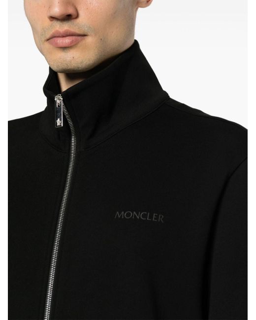 Moncler Black Logo-print Zip-up Sweatshirt for men