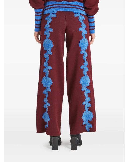 Temperley London Red Floral Knit Trousers