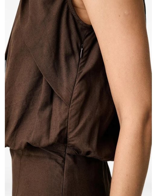 ViCOLO Brown Tie-Neck Wide-Leg Jumpsuit