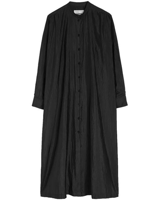 Jil Sander Black Satin Shirt Dress