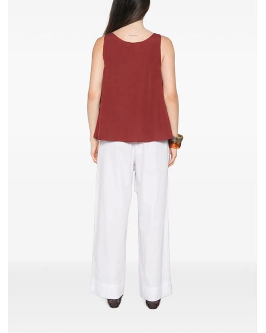 MOUTAKI Red Scoop-Neck Sleeveless Blouse