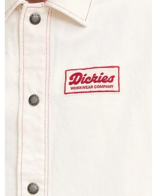 Dickies White Contrast-Stitch Logo-Patch Jacket for men