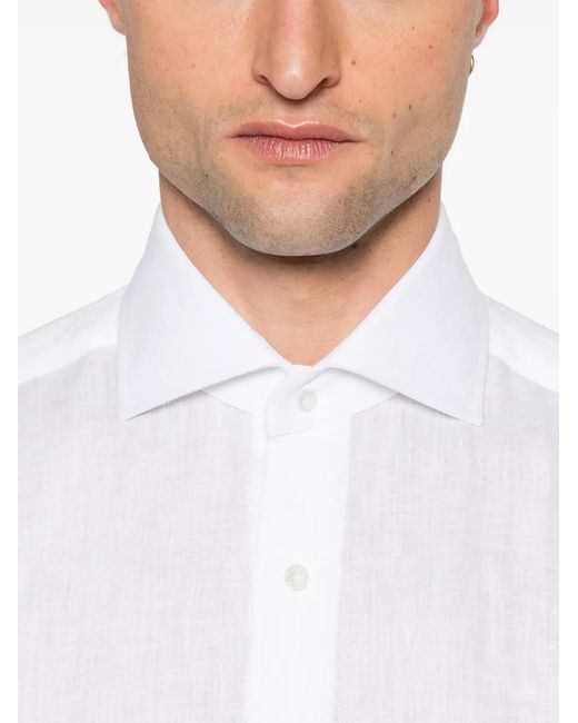 Barba Napoli White Linen Shirt for men