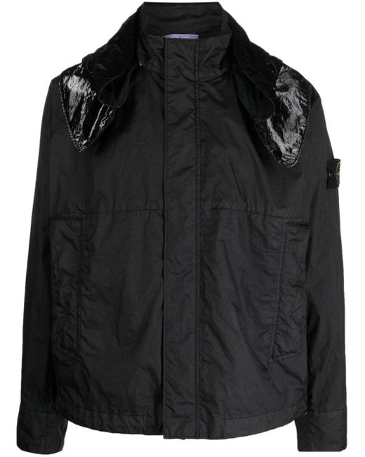 Stone Island Black Hooded Jacket In Membrana 3l Tc for men