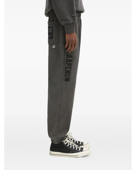 Aape By A Bathing Ape Black Logo-Patch Track Pants for men