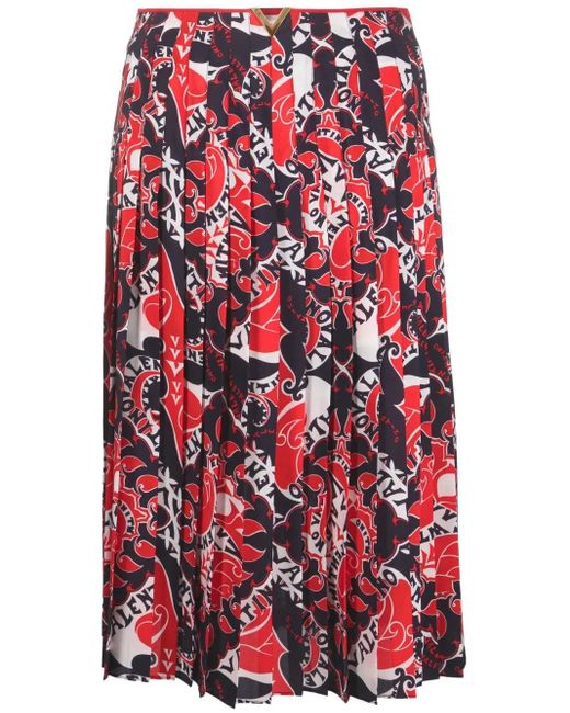 Valentino Garavani Red Archive Manifesto Pleated Skirt