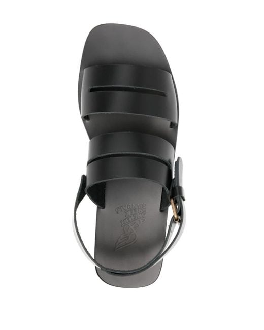Ancient Greek Sandals Black Priamos Leather Sandals for men