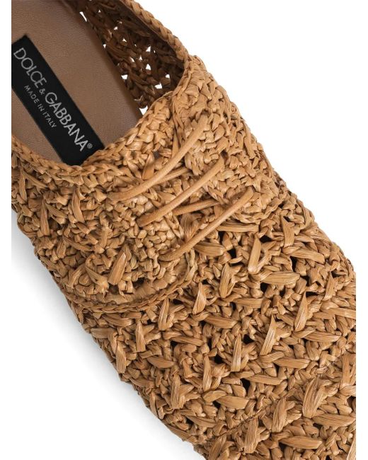Dolce & Gabbana Brown Woven Raffia Derby Shoes for men