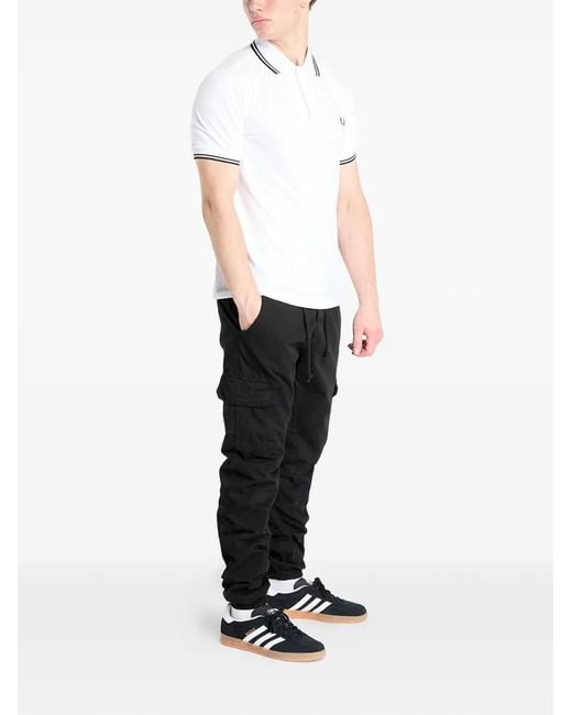 Urban Classics Black Elasticated-Cuff Buttoned Trousers for men