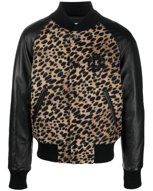 Leopard-print bomber jacket DSquared² de hombre de color Black