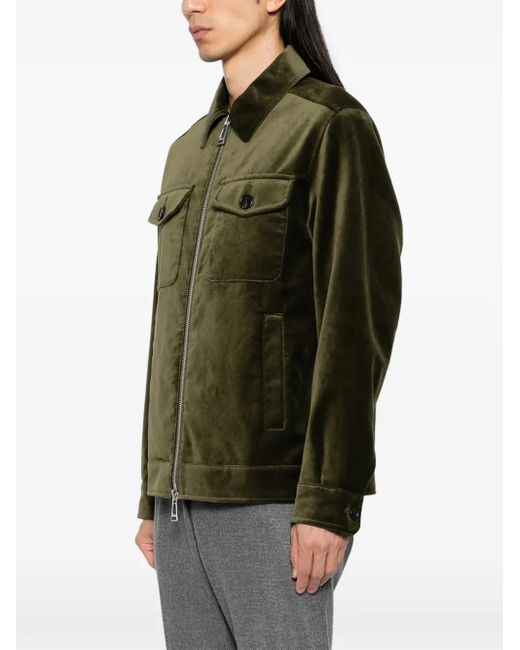 MAN ON THE BOON. Green Velour Multi-Pockets Jacket for men