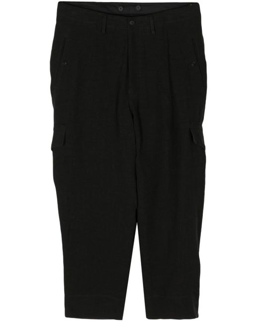 Y's Yohji Yamamoto Black Tapered Linen Trousers for men