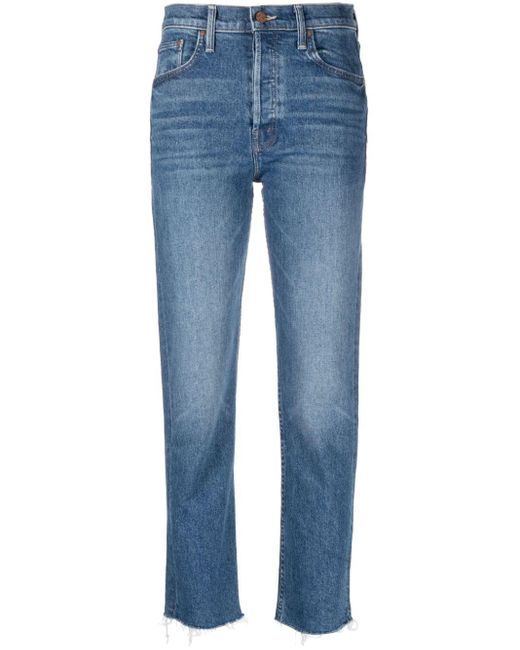 Mother Blue Tomcat Slim-cut Frayed-edge Jeans