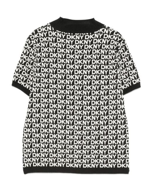 DKNY Black Logo-Pattern Top