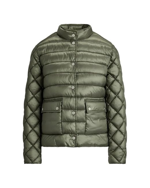 Ralph Lauren Green Quilted Mock-Neck Jacket